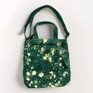 Levis Denim Green Customized Bleached Trippy Tote Bag With Pockets
